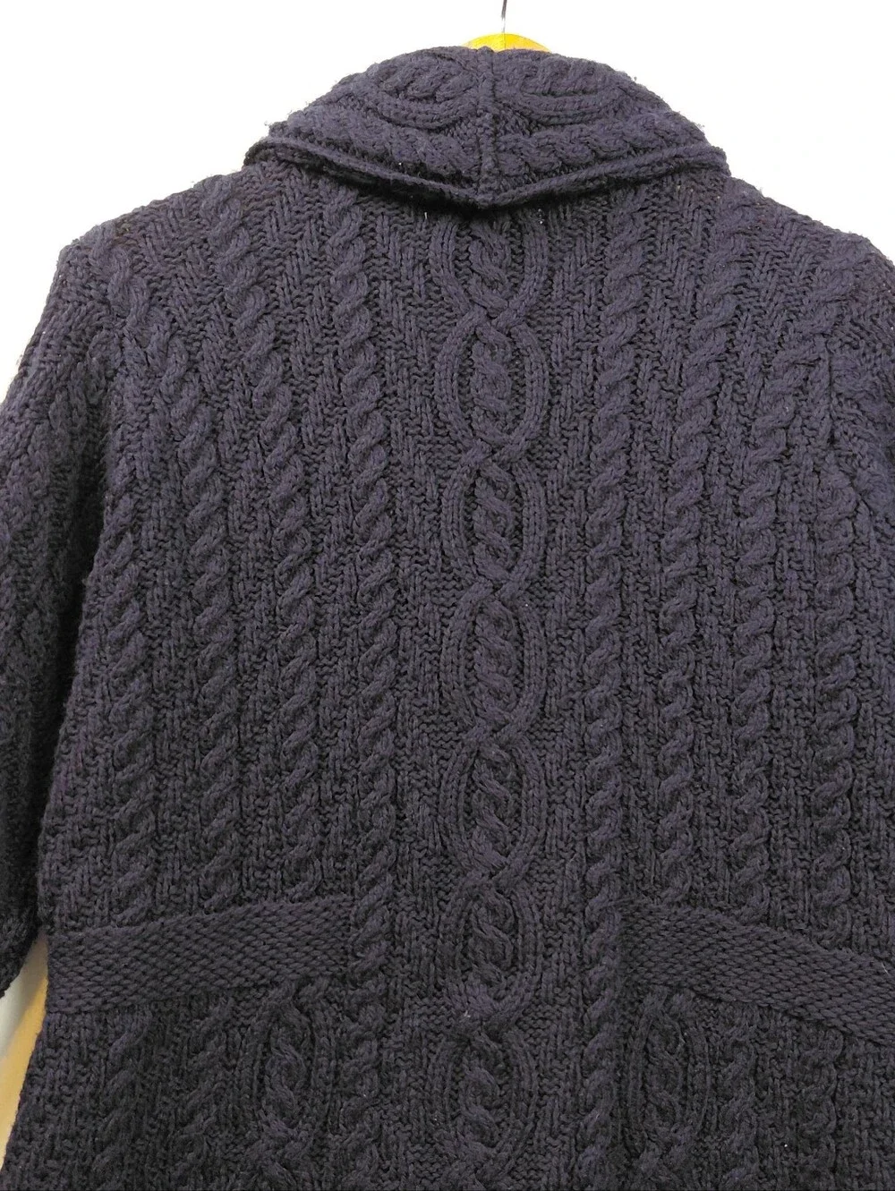 Aran Crafts Double Breasted Merino Wool Cardigan Women's Size Medium Navy Blue